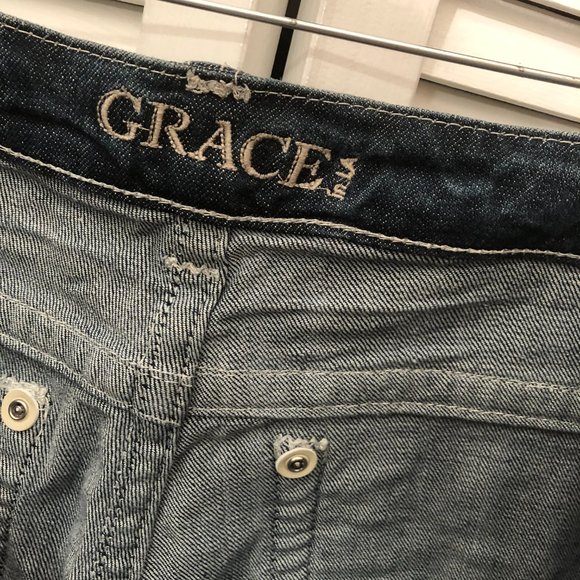 Grace in LA Easy Fit Bootcut Embroidered Embellished Denim Blue Jeans, 19 - Picture 8 of 13